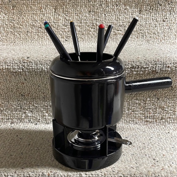 Fondue pot set Black enamel - Picture 1 of 7